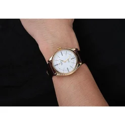 Rolex Cellini White Dial Gold Case Brown Leather Strap 622833