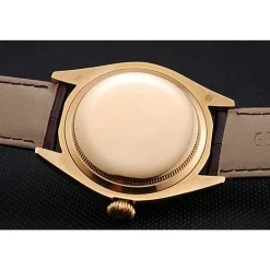 Rolex Cellini White Dial Gold Case Brown Leather Strap 622833