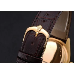Rolex Cellini White Dial Gold Case Brown Leather Strap 622833