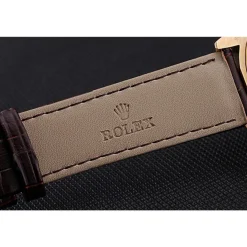 Rolex Cellini White Dial Gold Case Brown Leather Strap 622833