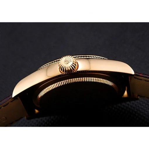 Rolex Cellini White Dial Gold Case Brown Leather Strap 622833