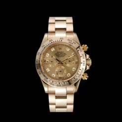 Rolex Cosmograph Daytona Brown Dial Diamond Numerals Gold Case And Bracelet 1454245