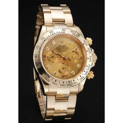 Rolex Cosmograph Daytona Brown Dial Diamond Numerals Gold Case And Bracelet 1454245
