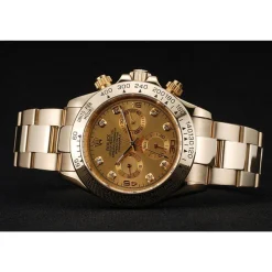 Rolex Cosmograph Daytona Brown Dial Diamond Numerals Gold Case And Bracelet 1454245