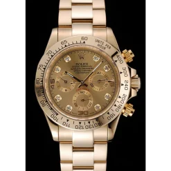 Rolex Cosmograph Daytona Brown Dial Diamond Numerals Gold Case And Bracelet 1454245
