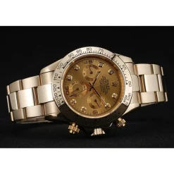 Rolex Cosmograph Daytona Brown Dial Diamond Numerals Gold Case And Bracelet 1454245