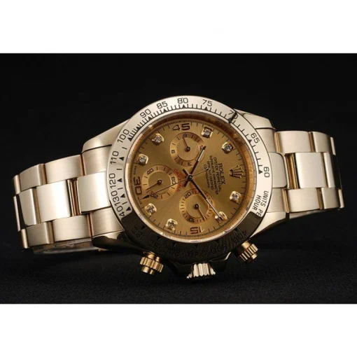 Rolex Cosmograph Daytona Brown Dial Diamond Numerals Gold Case And Bracelet 1454245