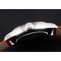 Rolex Datejust Blue Dial Stainless Steel Case Light Brown Leather Strap