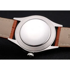 Rolex Datejust Blue Dial Stainless Steel Case Light Brown Leather Strap