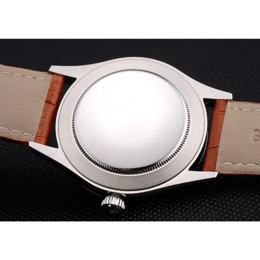 Rolex Datejust Blue Dial Stainless Steel Case Light Brown Leather Strap