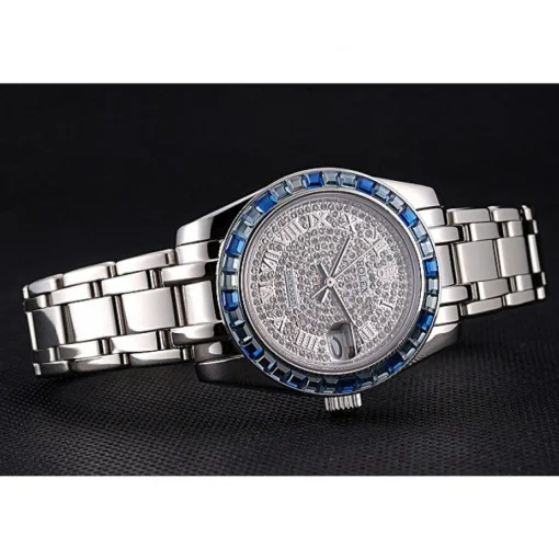 Rolex Datejust Diamond Dial Blue Jewels Bezel Stainless Steel Case And Bracelet 622834