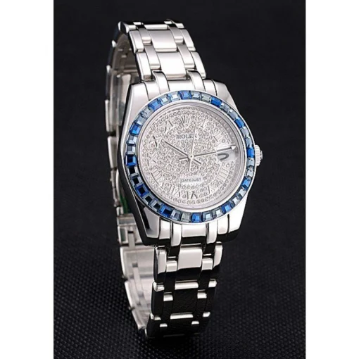 Rolex Datejust Diamond Dial Blue Jewels Bezel Stainless Steel Case And Bracelet 622834