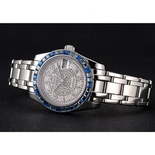 Rolex Datejust Diamond Dial Blue Jewels Bezel Stainless Steel Case And Bracelet 622834