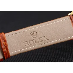 Rolex Datejust Gold Dial Gold Case Light Brown Leather Strap
