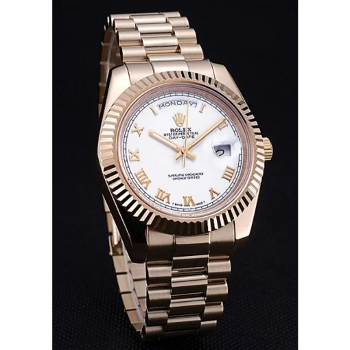 Rolex Day-Date White Dial Gold Bracelet 622546