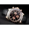 Rolex Daytona Rose Gold Case Black Dial Black Leather Strap