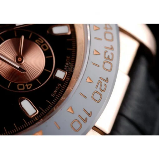Rolex Daytona Rose Gold Case Black Dial Black Leather Strap