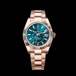Rolex Sky-Dweller: 42 mm, Everose gold with a blue-green dial and an Oyster bracelet, m336935-0001