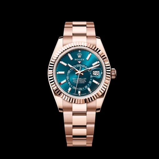 Rolex Sky-Dweller: 42 mm, Everose gold with a blue-green dial and an Oyster bracelet, m336935-0001