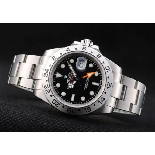Rolex Swiss Explorer Stainless Steel Bezel Black Dial Watch