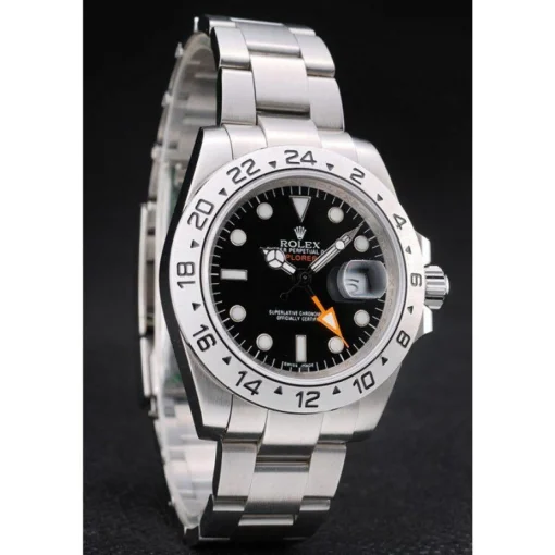 Rolex Swiss Explorer Stainless Steel Bezel Black Dial Watch