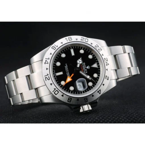 Rolex Swiss Explorer Stainless Steel Bezel Black Dial Watch