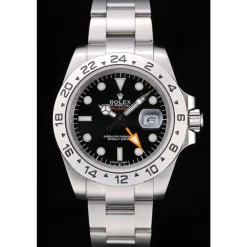 Rolex Swiss Explorer Stainless Steel Bezel Black Dial Watch
