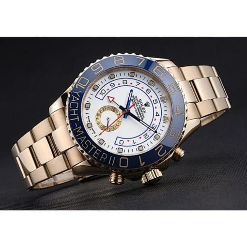Rolex Yacht-Master II White Dial Blue Bezel Gold Bracelet 622271