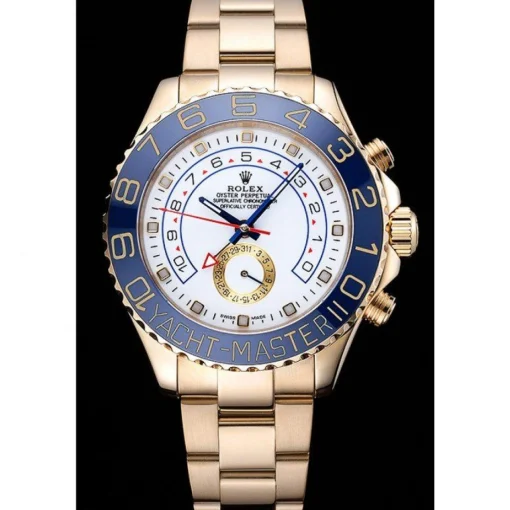 Rolex Yacht-Master II White Dial Blue Bezel Gold Bracelet 622271