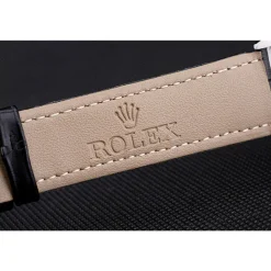 Swiss Rolex Cellini White Dial Stainless Steel Case Black Leather Strap