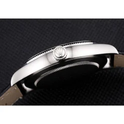 Swiss Rolex Cellini White Dial Stainless Steel Case Black Leather Strap