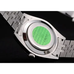 Swiss Rolex DateJust Stainless Steel Ribbed Bezel Flower Silver Dial 42001