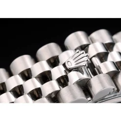Swiss Rolex DateJust Stainless Steel Ribbed Bezel Flower Silver Dial 42001