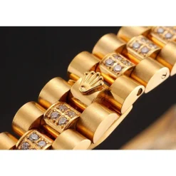 Swiss Rolex DayJust Diamond Pave White Dial Gold Diamond Bracelet 1453957