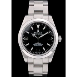 Swiss Rolex Explorer Stainless Steel Bezel Black Dial 42002