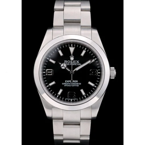 Swiss Rolex Explorer Stainless Steel Bezel Black Dial 42002