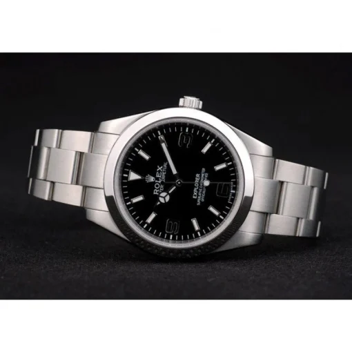 Swiss Rolex Explorer Stainless Steel Bezel Black Dial 42002