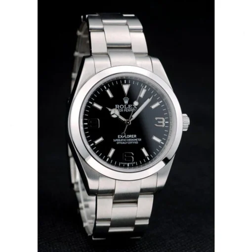 Swiss Rolex Explorer Stainless Steel Bezel Black Dial 42002