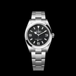 Swiss Rolex Explorer Stainless Steel Bezel Black Dial 42002
