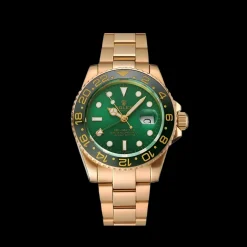 Swiss Rolex GMT Master II Green Dial And Bezel Gold Case And Bracelet 1453750