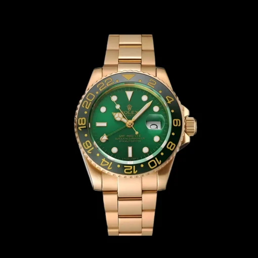 Swiss Rolex GMT Master II Green Dial And Bezel Gold Case And Bracelet 1453750