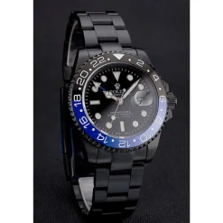 Swiss Rolex GMT Master II Black Dial Blue And Black Bezel Black PVD Case And Bracelet PR18239