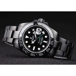 Swiss Rolex GMT Master II Pro-Hunter Black Steel Strap Black Dial