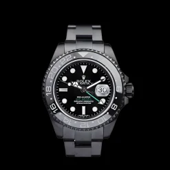 Swiss Rolex GMT Master II Pro-Hunter Black Steel Strap Black Dial
