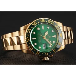 Swiss Rolex GMT Master II Green Dial And Bezel Gold Case And Bracelet 1453750