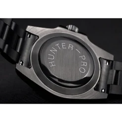 Swiss Rolex GMT Master II Pro-Hunter Black Steel Strap Black Dial