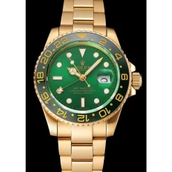 Swiss Rolex GMT Master II Green Dial And Bezel Gold Case And Bracelet 1453750