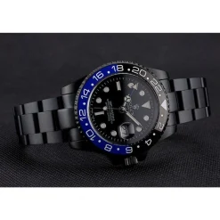 Swiss Rolex GMT Master II Black Dial Blue And Black Bezel Black PVD Case And Bracelet PR18239