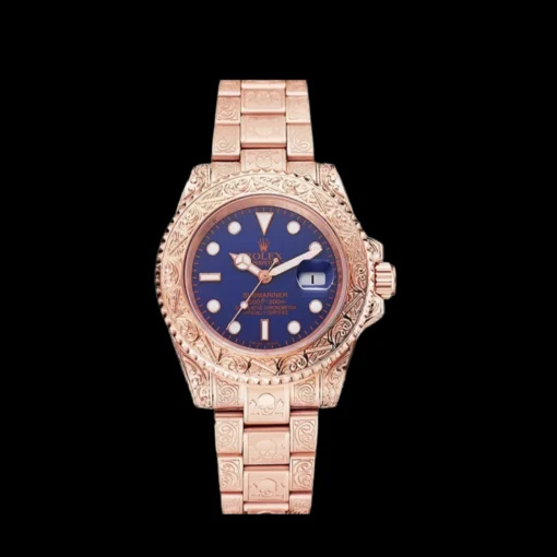 Swiss Rolex Submariner Skull Limited Edition Blue Dial Rose Gold Case And Bracelet 1454085