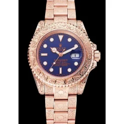 Swiss Rolex Submariner Skull Limited Edition Blue Dial Rose Gold Case And Bracelet 1454085